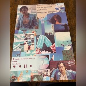 Harry Styles Turquoise Collage Poster